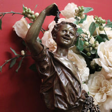 Load image into Gallery viewer, Antique French Bronze and Marble Plinth Base, Signed Lavergne, Boy with Grapes. B11312