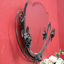 Load image into Gallery viewer, x SOLD French Art Deco Wall Mirror, Wrought Iron and hand-forged Rose Frame Bevelled Mirror B11700