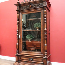 Load image into Gallery viewer, x SOLD - Antique French Walnut and Glass Bookcase or China Cabinet with a Drawer to the Base. B11909