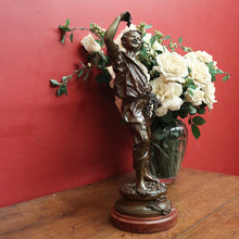 Load image into Gallery viewer, Antique French Bronze and Marble Plinth Base, Signed Lavergne, Boy with Grapes. B11312