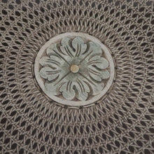 Load image into Gallery viewer, x SOLD Vintage French Circular Hand-painted Coffee Table, Cane Insert, Glass Top. B11580