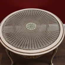 Load image into Gallery viewer, x SOLD Vintage French Circular Hand-painted Coffee Table, Cane Insert, Glass Top. B11580