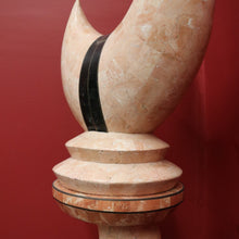 Load image into Gallery viewer, x SOLD Maitland Smith - Tessellated Marble Stone Horn Sculpture and Matching Pedestal Base. B11992