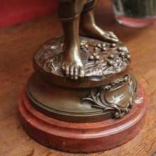 Load image into Gallery viewer, Antique French Bronze and Marble Plinth Base, Signed Lavergne, Boy with Grapes. B11312