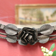 Load image into Gallery viewer, x SOLD French Art Deco Wall Mirror, Wrought Iron and hand-forged Rose Frame Bevelled Mirror B11700