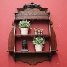 Load image into Gallery viewer, x SOLD Antique French Oak Wall Hanging Bookcase Trinket Display Shelf with Carved Roses. B11947