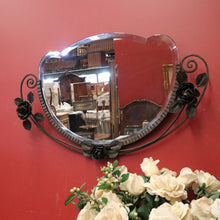 Load image into Gallery viewer, French Art Deco Wall Mirror, Wrought Iron and hand-forged Rose Frame Bevelled Mirror B11700
