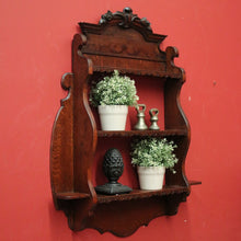 Load image into Gallery viewer, x SOLD Antique French Oak Wall Hanging Bookcase Trinket Display Shelf with Carved Roses. B11947