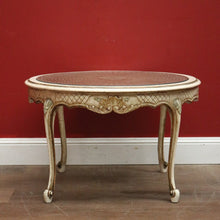 Load image into Gallery viewer, x SOLD Vintage French Circular Hand-painted Coffee Table, Cane Insert, Glass Top. B11580