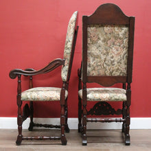 Load image into Gallery viewer, x SOLD Pair of Antique Hall Chairs, French Walnut and Fabric Library Chairs or Armchairs. B11433