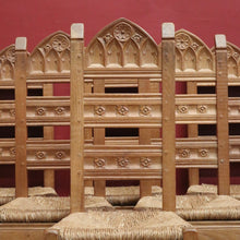 Load image into Gallery viewer, x SOLD Set of Six Antique Dining Chairs or Kitchen Chairs, Carved Gothic Detail. B11512
