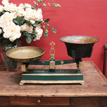 Load image into Gallery viewer, x SOLD French Force Cast Iron Market or Kitchen Scales with Brass Pans or Dishes, Decorative Display Piece. B11894