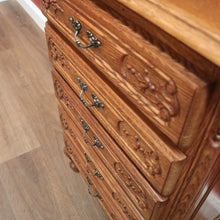 Load image into Gallery viewer, x SOLD French Oak and Brass Handle Five (5) Drawer Chest of Drawers or Lingerie Chest. B11870
