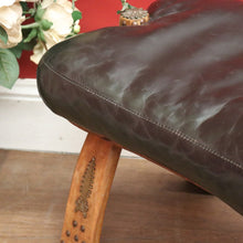 Load image into Gallery viewer, x SOLD Vintage Genuine Cowhide Camel Saddle Seat or Stool, Gilt Brass Mounts, Ottoman or Footstool