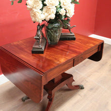 Load image into Gallery viewer, Antique English Mahogany Sofa Table or Drop Side Lamp or Side Table, on a Pedestal Base B11986