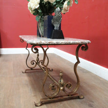 Load image into Gallery viewer, x SOLD Antique French Marble Top, Gilt Cast Iron Base Coffee Table, Side or Lamp Table. B12054