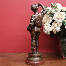 Load image into Gallery viewer, Antique French Bronze and Marble Plinth Base, Signed Lavergne, Boy with Grapes. B11312