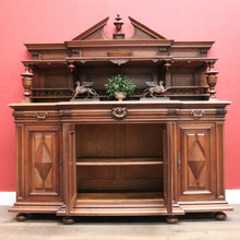 Load image into Gallery viewer, x SOLD Antique French Walnut Breakfront 3 Drawer Sideboard with Carved Backboard. B11930