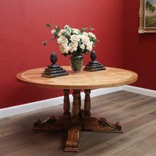 Load image into Gallery viewer, x SOLD Vintage Antique-style Circular Pedestal Dining or Kitchen Table Fruitwood with Marble Inlay. B11538