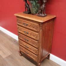 Load image into Gallery viewer, x SOLD French Oak and Brass Handle Five (5) Drawer Chest of Drawers or Lingerie Chest. B11870