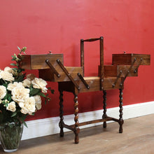 Load image into Gallery viewer, x SOLD Vintage French Sewing Box, 5 Section / Drawer Scissor Mechanism Sewing Caddy. B11874