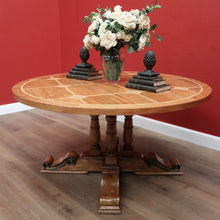 Load image into Gallery viewer, x SOLD Vintage Antique-style Circular Pedestal Dining or Kitchen Table Fruitwood with Marble Inlay. B11538