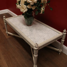 Load image into Gallery viewer, x SOLD French Hand-painted Coffee Table, or Lamp Table with White Marble Insert Top. B11913