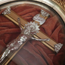 Load image into Gallery viewer, x SOLD Antique French Framed Crucifix, Christ on the Cross Under glass Dome / Convex Glass. B11352
