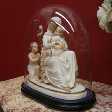 Load image into Gallery viewer, x SOLD Antique Statue under Glass, Our Lady (Mary) holding Our Lord (the Child Jesus) B11548