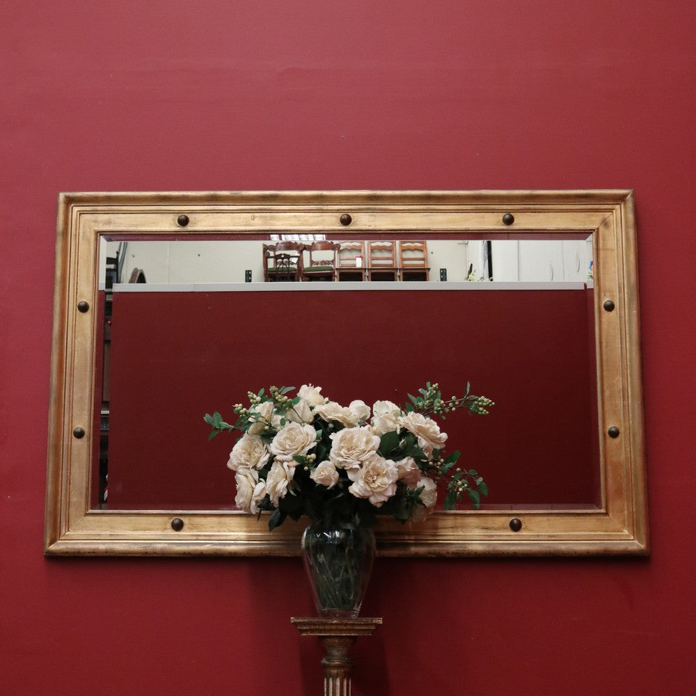 Large and Impressive Bevelled Edge Hall Mirror, Gilt-gold Frame with decorative Features. B11990