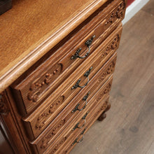 Load image into Gallery viewer, x SOLD French Oak and Brass Handle Five (5) Drawer Chest of Drawers or Lingerie Chest. B11870