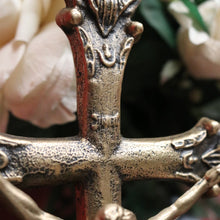 Load image into Gallery viewer, x SOLD Vintage Brass-plate Cross, Church Altar Crucifix, Jesus on the Cross. B11500