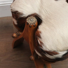 Load image into Gallery viewer, x SOLD Vintage Genuine Cowhide Camel Seat or Saddle Seat, Gilt Brass Mounts, Ottoman or Footstool B11567