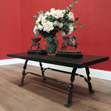 Load image into Gallery viewer, x SOLD Antique French Hand-Forged Iron Coffee Table with Black Slat Top B11405