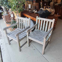 Load image into Gallery viewer, A pair of good quality outdoor chairs with a wonderful Lichen patina and beautiful age. MP47-28091
