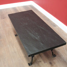 Load image into Gallery viewer, x SOLD Antique French Hand-Forged Iron Coffee Table with Black Slat Top B11405