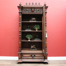 Load image into Gallery viewer, x SOLD - Antique French Walnut and Glass Bookcase or China Cabinet with a Drawer to the Base. B11909