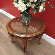 Load image into Gallery viewer, Antique French Oak, Cane and Glass Top Coffee Table, Lamp or Side Table. 1940's B11579