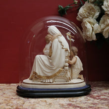 Load image into Gallery viewer, x SOLD Antique Statue under Glass, Our Lady (Mary) holding Our Lord (the Child Jesus) B11548