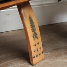 Load image into Gallery viewer, x SOLD Vintage Genuine Cowhide Camel Seat or Saddle Seat, Gilt Brass Mounts, Ottoman or Footstool B11567