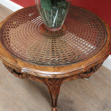 Load image into Gallery viewer, Antique French Oak, Cane and Glass Top Coffee Table, Lamp or Side Table. 1940's B11579