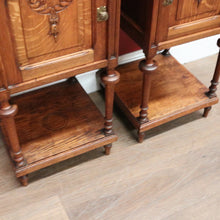 Load image into Gallery viewer, x SOLD Antique French Bedside Cabinets or Lamp Tables. Marble Tops, Tier to Base. B12051