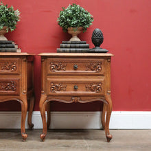 Load image into Gallery viewer, x SOLD Pair of Antique French Oak Lamp Table, Two-drawer Bedside Cabinets or Hall Tables. B11554