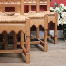 Load image into Gallery viewer, x SOLD Set of Six Antique Dining Chairs or Kitchen Chairs, Carved Gothic Detail. B11512
