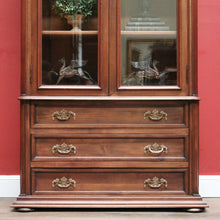 Load image into Gallery viewer, x SOLD Antique French Walnut China Cabinet or Bookcase with 3 Drawers to the Base. B11903