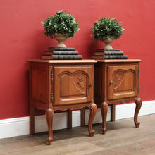 Load image into Gallery viewer, x SOLD Pair of French Lamp Tables or Bedside Tables with Cupboard Storage, French Oak. B11966
