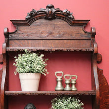 Load image into Gallery viewer, x SOLD Antique French Oak Wall Hanging Bookcase Trinket Display Shelf with Carved Roses. B11947