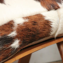 Load image into Gallery viewer, x SOLD Vintage Genuine Cowhide Camel Seat or Saddle Seat, Gilt Brass Mounts, Ottoman or Footstool B11567