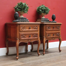 Load image into Gallery viewer, x SOLD Pair of Antique French Oak Lamp Table, Two-drawer Bedside Cabinets or Hall Tables. B11554