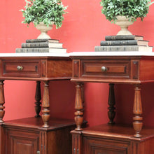 Load image into Gallery viewer, x SOLD Pair of Antique French Bedside Cabinet or Lamp Side Tables with Marble Tops. B11381